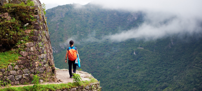 Solo female walker on the Inca Trail Peru
