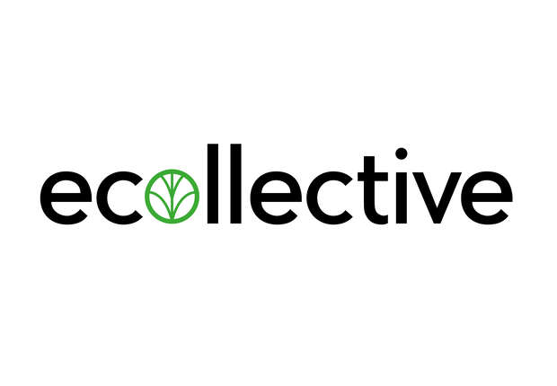 Text "ecollective" features a stylized green plant within the letter "o" on a plain white background.