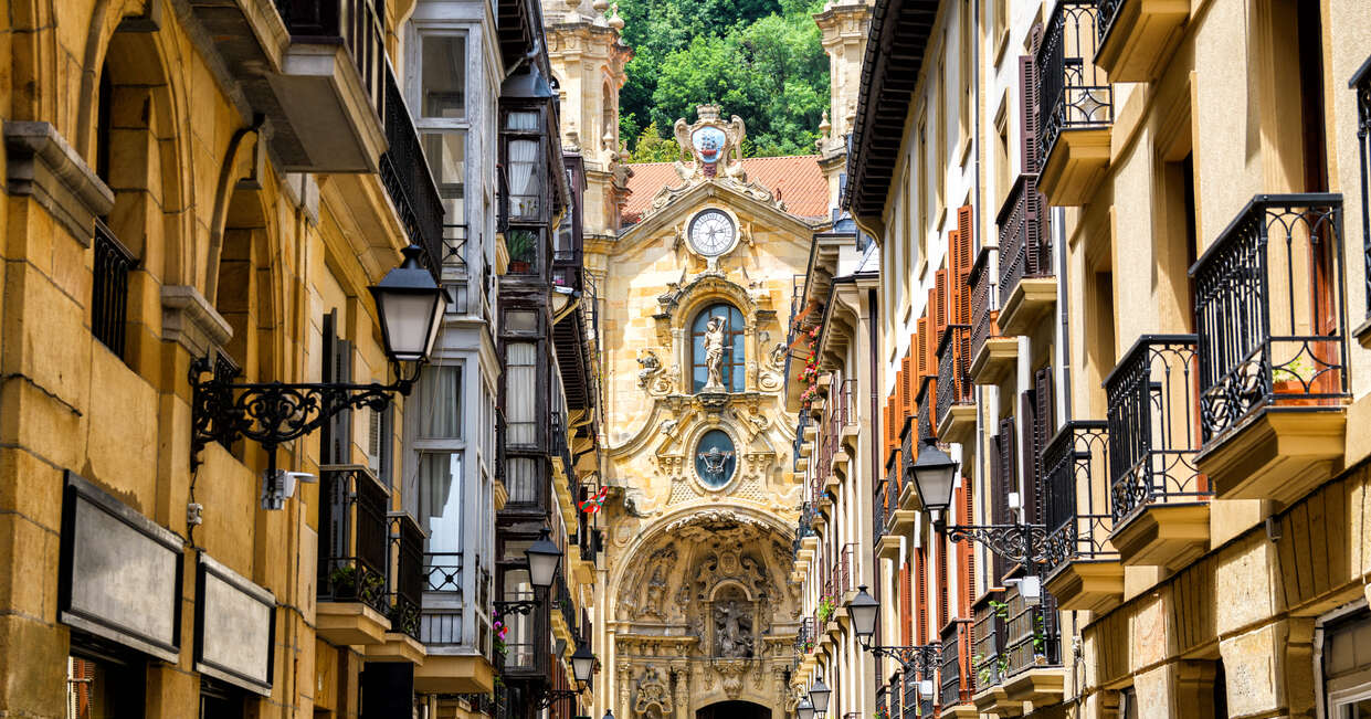 San Sebastian Old Town in the Basque Country, Spain