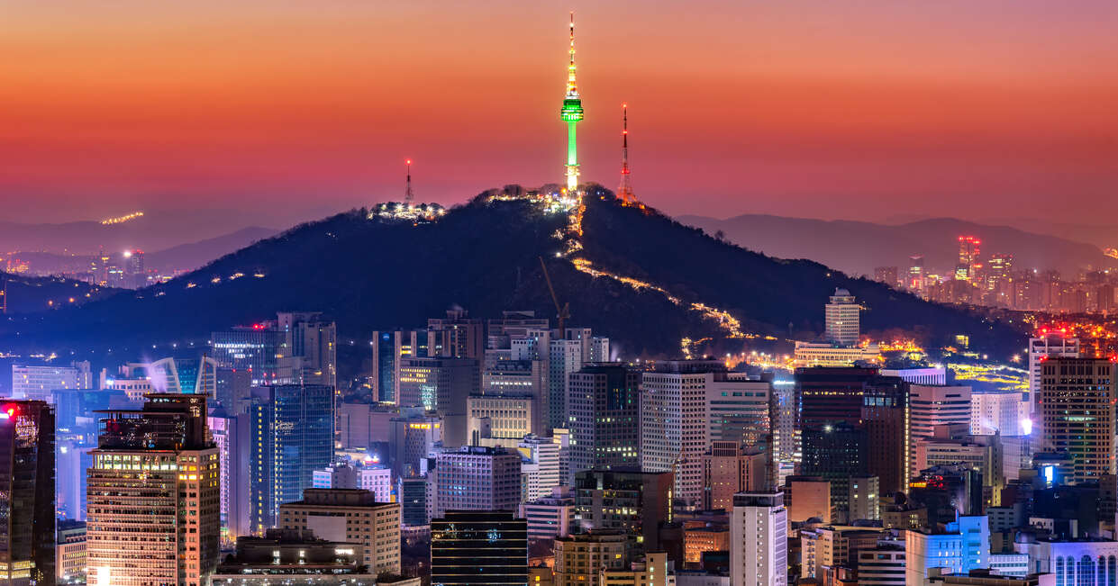 Seoul city skyline at night, South Korea