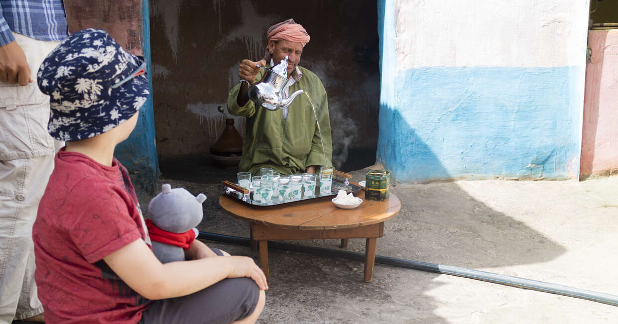 Watching traditional tea served in Morocco