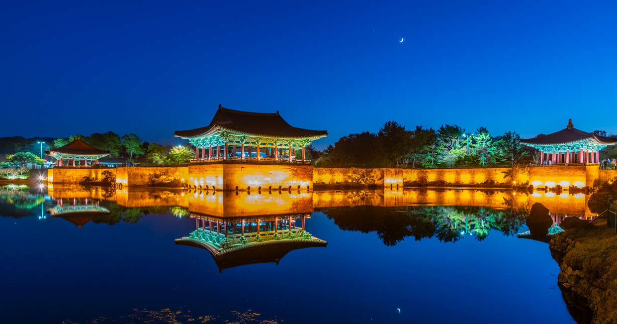Night view of Anapji pond in Gyeongju, South Korea
