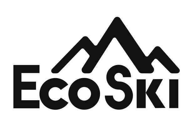 The bold text "EcoSki" is displayed below a stylized mountain silhouette.