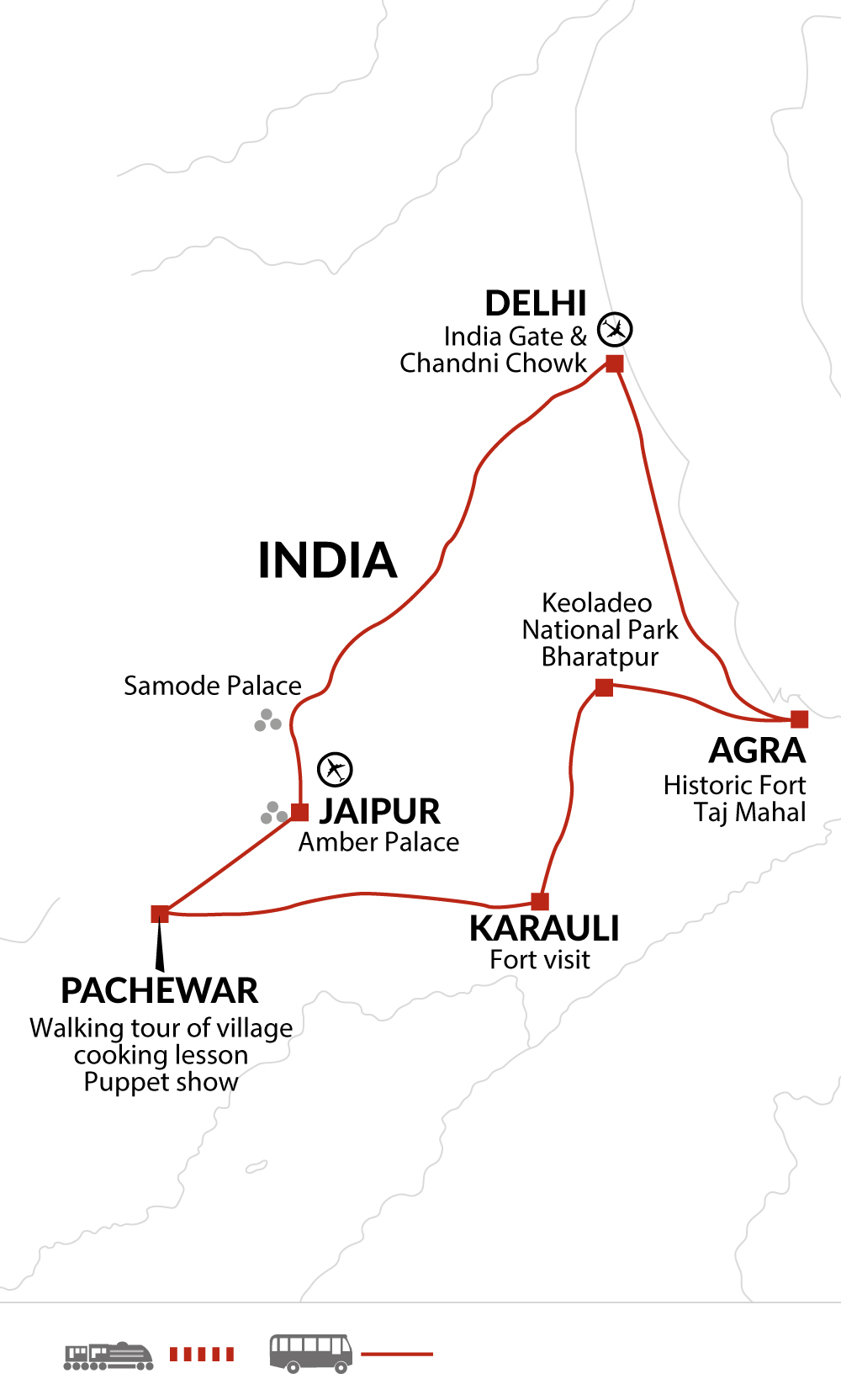 Summer version (no Ranthambore National Park)